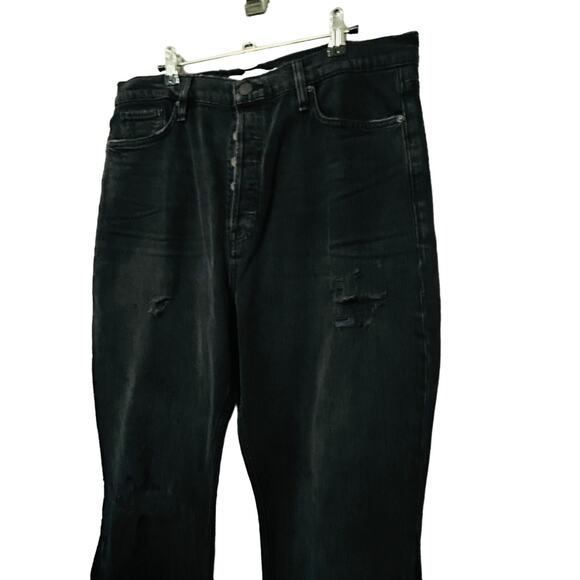 NEW Hudson Faye Ultra High-Rise Flare Jean Distressed Black Wash Size 34 Button - Picture 7 of 10